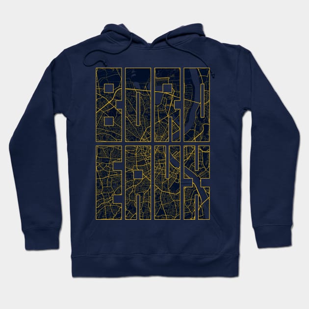 Bordeaux, France City Map Typography - Gold Art Deco Hoodie by deMAP Studio